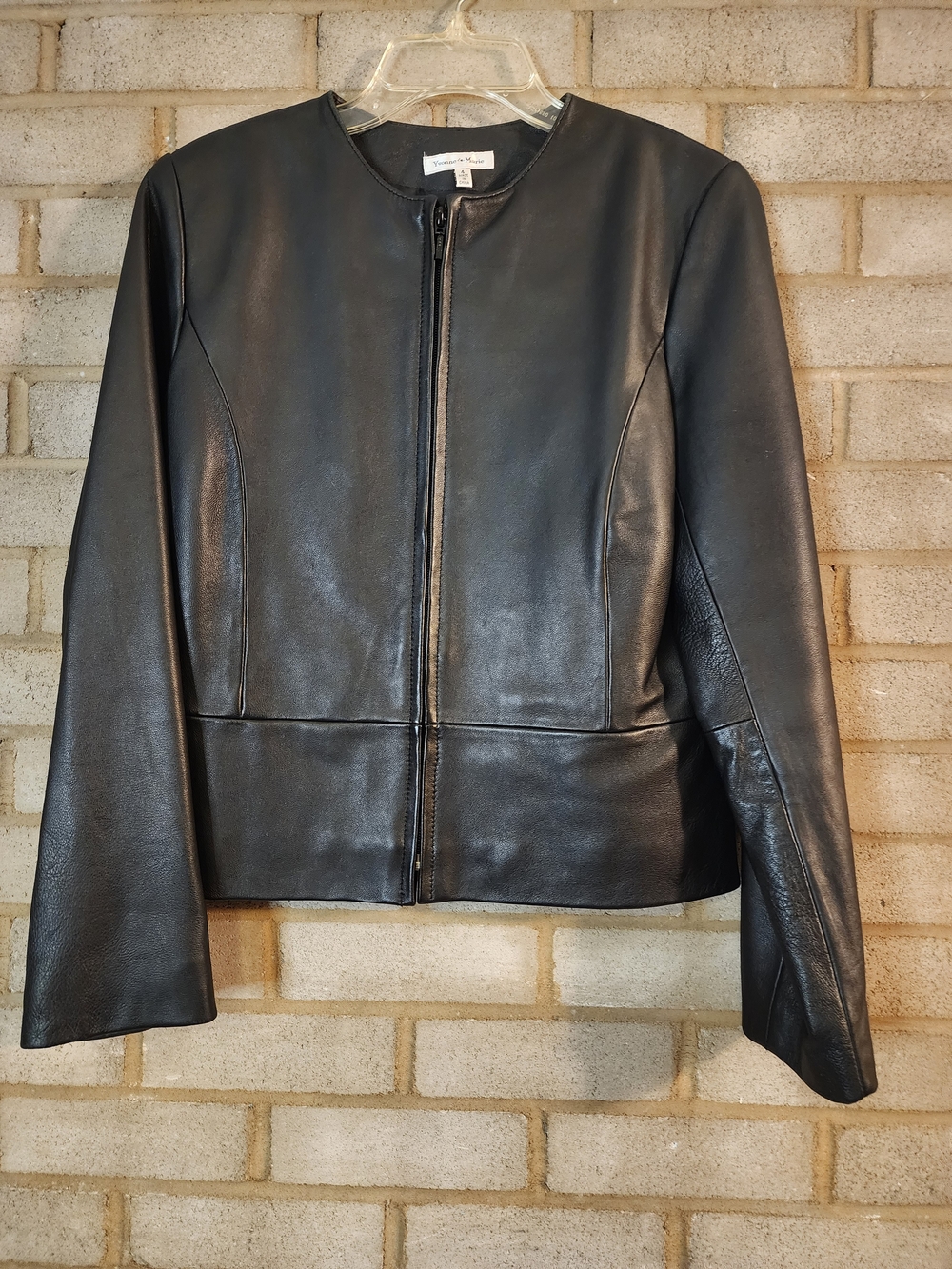 Yvonne Marie Black Lambskin Leather Zip-Front Women's Jacket